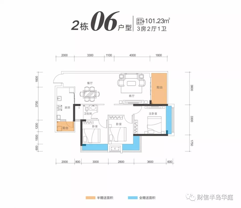 3室2厅1卫1厨101.00㎡