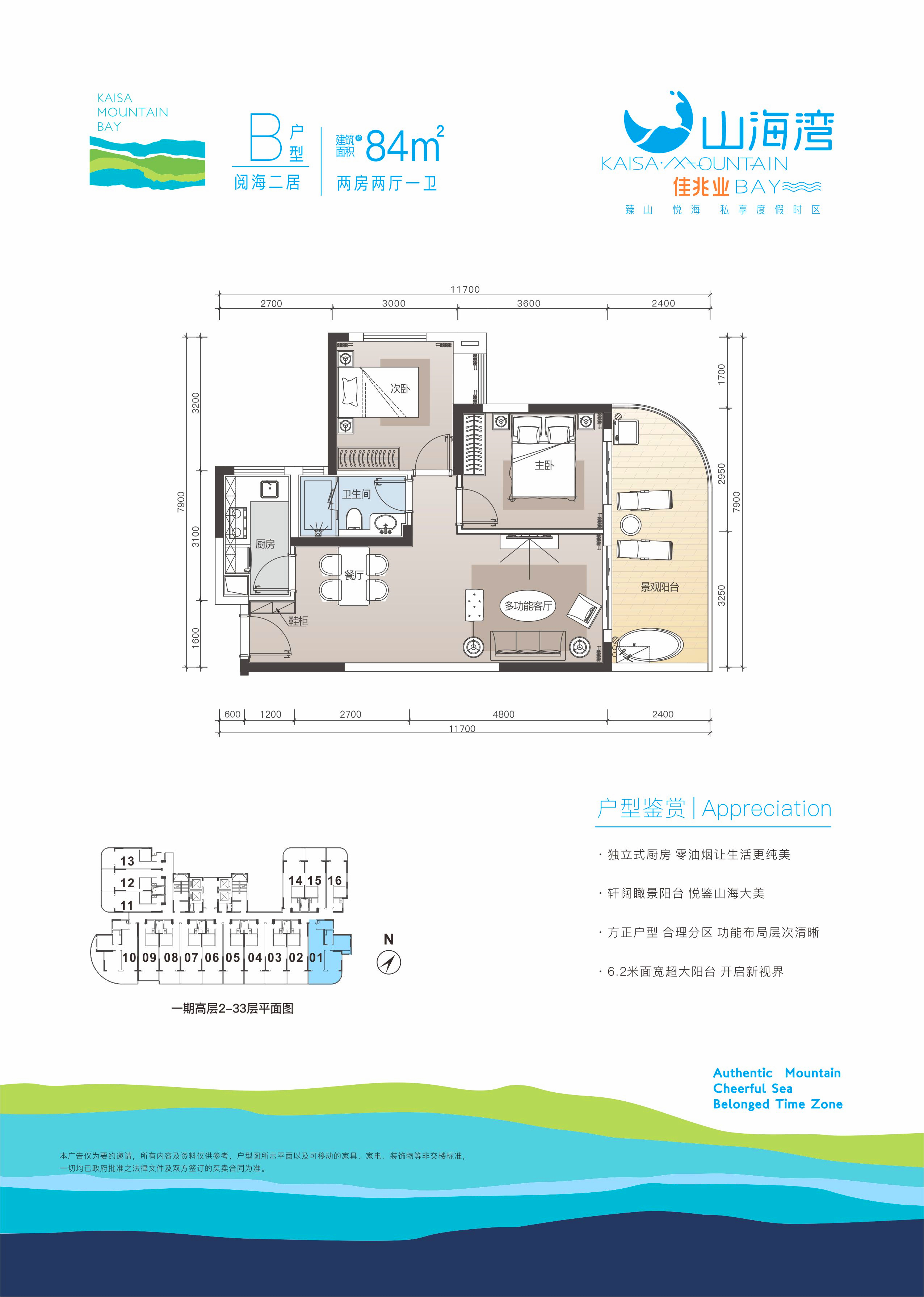 2室2厅1卫1厨84.00㎡