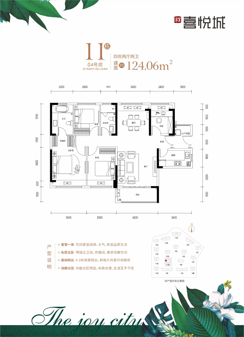 4室2厅2卫1厨124.00㎡