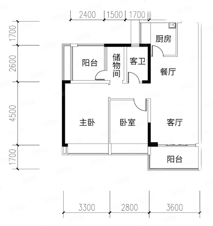 3室2厅1卫1厨83.00㎡